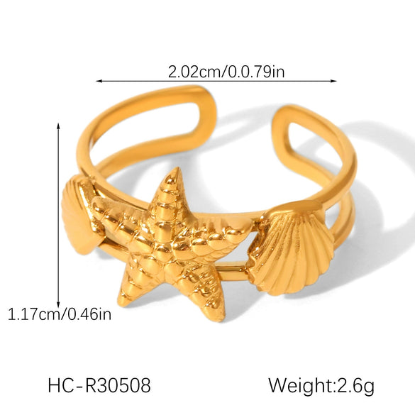 Wholesale Jewelry Women's Geometric Star Pattern Stainless Steel Electroplated Shell And Starfish Earrings