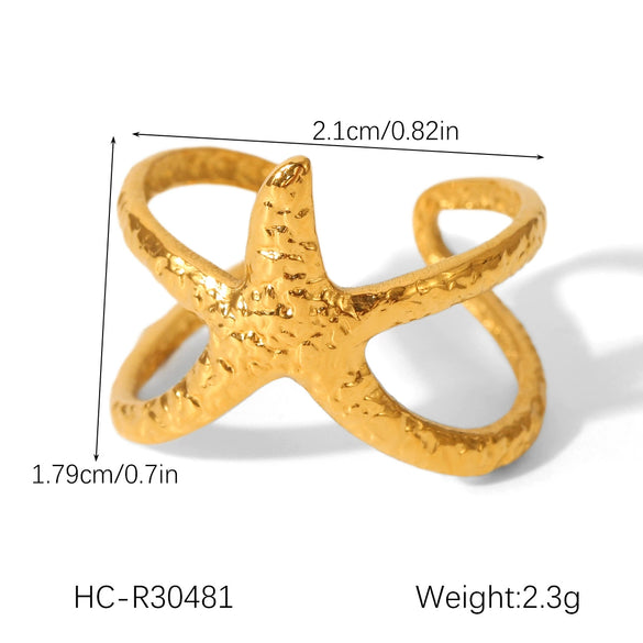 Wholesale Jewelry Women's Geometric Star Pattern Stainless Steel Electroplated Shell And Starfish Earrings