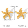 Wholesale Jewelry Women's Geometric Star Pattern Stainless Steel Electroplated Shell And Starfish Earrings
