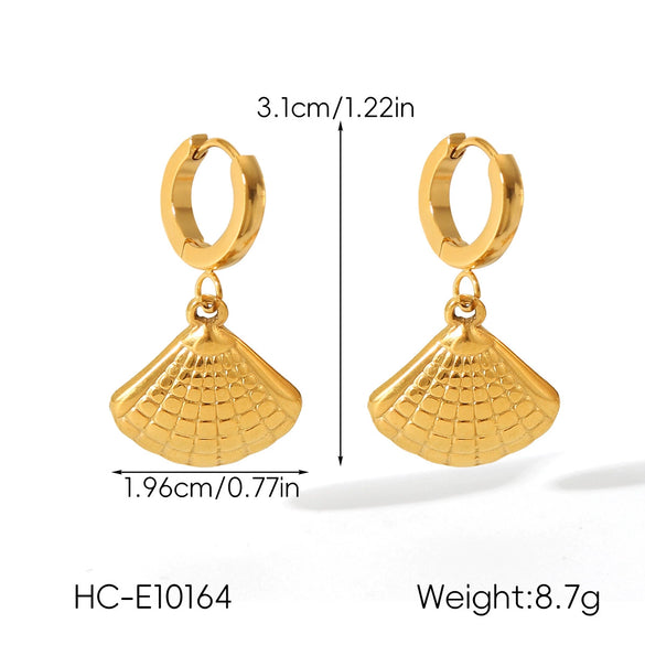 Wholesale Jewelry Women's Geometric Star Pattern Stainless Steel Electroplated Shell And Starfish Earrings