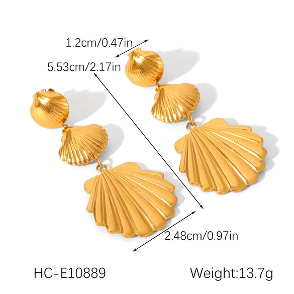 Wholesale Jewelry Women's Geometric Star Pattern Stainless Steel Electroplated Shell And Starfish Earrings