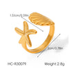 Wholesale Jewelry Women's Geometric Star Pattern Stainless Steel Electroplated Shell And Starfish Earrings