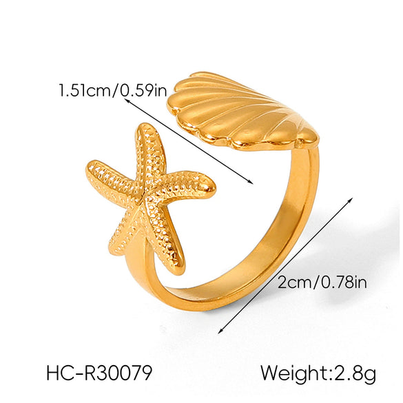 Wholesale Jewelry Women's Geometric Star Pattern Stainless Steel Electroplated Shell And Starfish Earrings