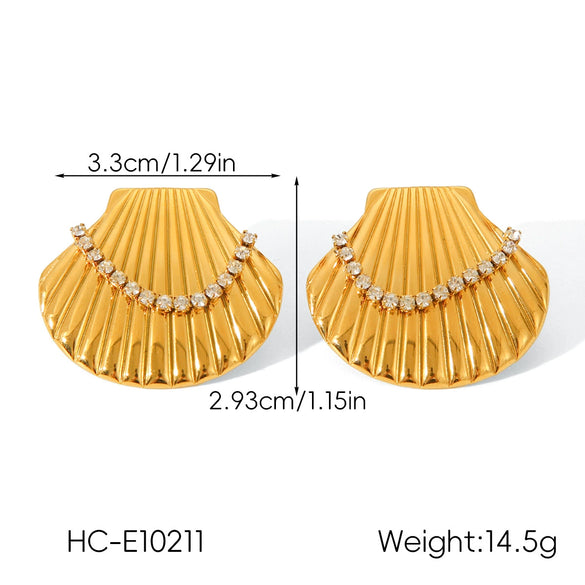 Wholesale Jewelry Women's Geometric Star Pattern Stainless Steel Electroplated Shell And Starfish Earrings