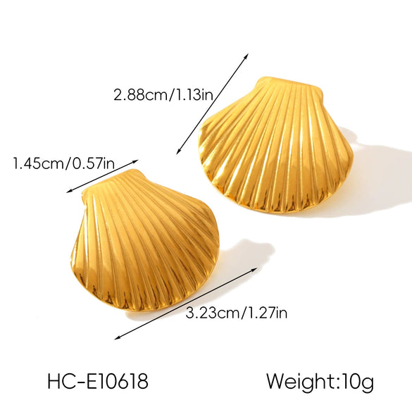 Wholesale Jewelry Women's Geometric Star Pattern Stainless Steel Electroplated Shell And Starfish Earrings