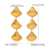 Wholesale Jewelry Women's Geometric Star Pattern Stainless Steel Electroplated Shell And Starfish Earrings