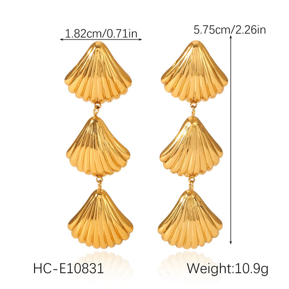 Wholesale Jewelry Women's Geometric Star Pattern Stainless Steel Electroplated Shell And Starfish Earrings