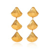 Wholesale Jewelry Women's Geometric Star Pattern Stainless Steel Electroplated Shell And Starfish Earrings