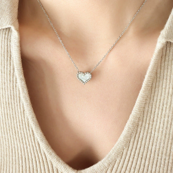 Wholesale Jewelry Women's Titanium Steel Electroplated Heart Pendant Necklace And Earrings