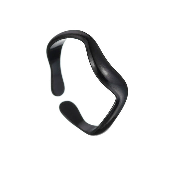 Wholesale Jewelry Women's Titanium Steel Water Wave Open Ring Geometric Electroplated
