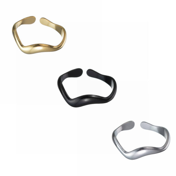 Wholesale Jewelry Women's Titanium Steel Water Wave Open Ring Geometric Electroplated