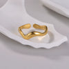 Wholesale Jewelry Women's Titanium Steel Water Wave Open Ring Geometric Electroplated