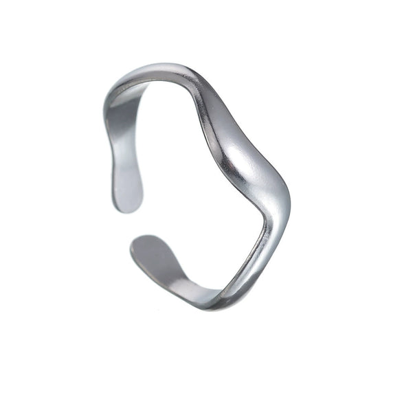 Wholesale Jewelry Women's Titanium Steel Water Wave Open Ring Geometric Electroplated