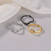 Wholesale Jewelry Women's Titanium Steel Water Wave Open Ring Geometric Electroplated