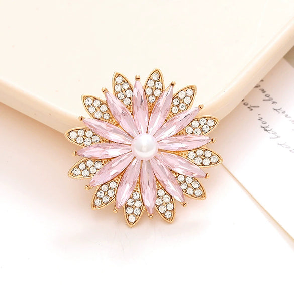 Wholesale Jewelry Zinc Alloy Crystal Gem Flower Light Luxury Accessories