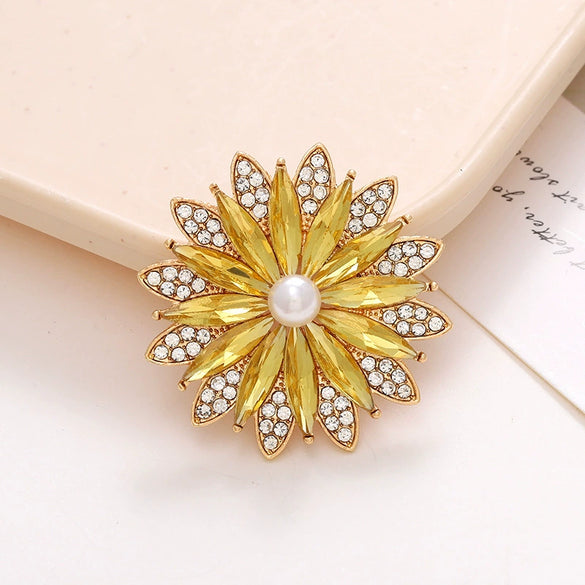 Wholesale Jewelry Zinc Alloy Crystal Gem Flower Light Luxury Accessories