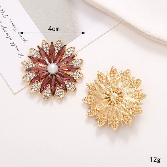 Wholesale Jewelry Zinc Alloy Crystal Gem Flower Light Luxury Accessories