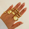 Wholesale Jewelry Zinc Alloy Geometric Hiphop Style Doublelayer Curved Ring Electroplated