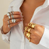Wholesale Jewelry Zinc Alloy Geometric Hiphop Style Doublelayer Curved Ring Electroplated