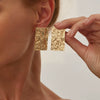 Wholesale Jewelry Zinc Alloy Geometric Metal Leaf Earrings With Electroplating And Ins Style