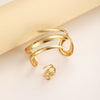 Wholesale Jewelry Zinc Alloy Geometric Personality Curved Hollow Water Drop Ring Bracelet Suit Electroplated
