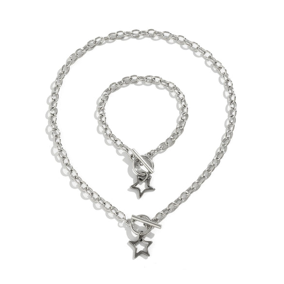 Wholesale Jewelry Zinc Alloy Star Geometric Electroplated Necklace For Women