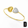 Wholesale Jewelry Zircon Heart Twocolor Copper Plated Gold Bracelet