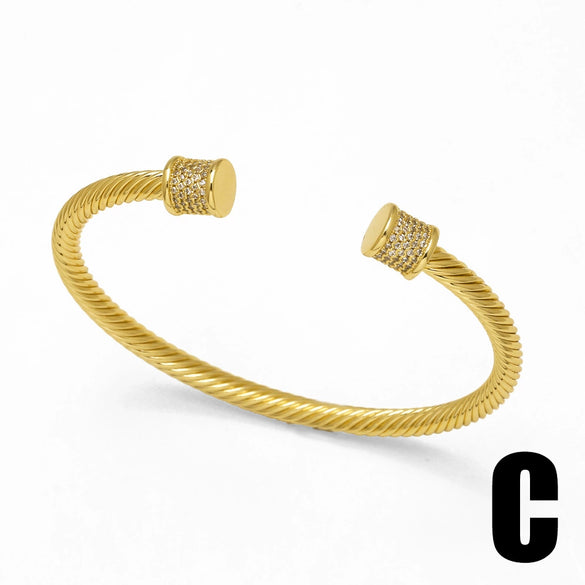 Wholesale Jewelry Zircon Heart Twocolor Copper Plated Gold Bracelet