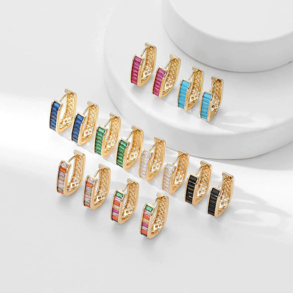 Wholesale Jewelry Zirconia Copper Geometric Earrings