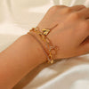 Wholesale 18K Electroplated Stainless Steel Doublelayer Bracelet With Stereo Love Star Pendant For Women