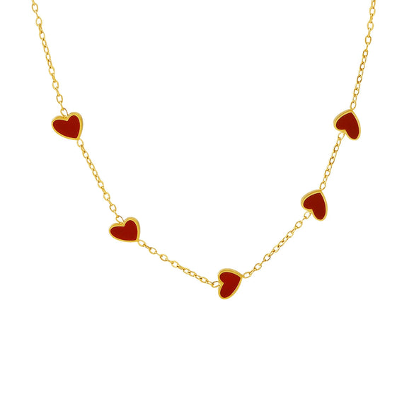 Wholesale 18K Electroplated Stainless Steel Heartshaped Pendant Necklace With O Word Chain For Women