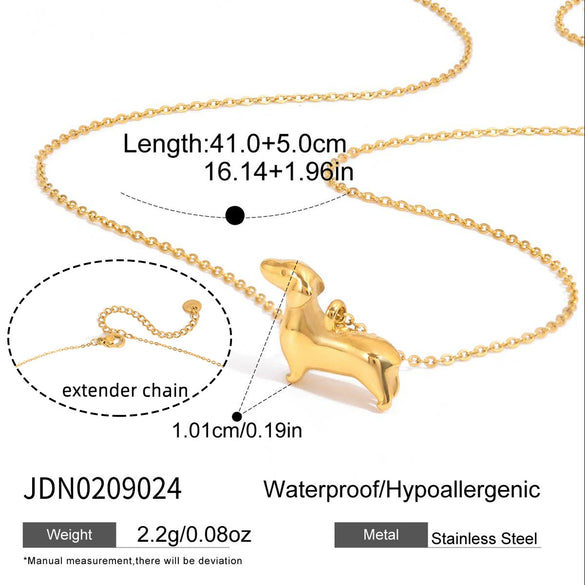Wholesale 18K Gold Electroplated Stainless Steel Animal Shape Puppy Necklace For Women