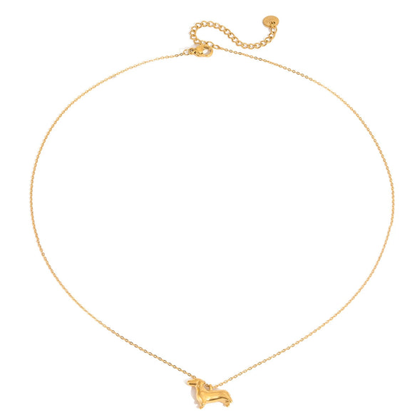Wholesale 18K Gold Electroplated Stainless Steel Animal Shape Puppy Necklace For Women