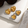 Wholesale 18K Gold Electroplated Stainless Steel Geometric And Heart Shaped Women's Earrings