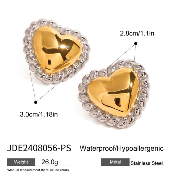 Wholesale 18K Gold Electroplated Stainless Steel Geometric And Heart Shaped Women's Earrings