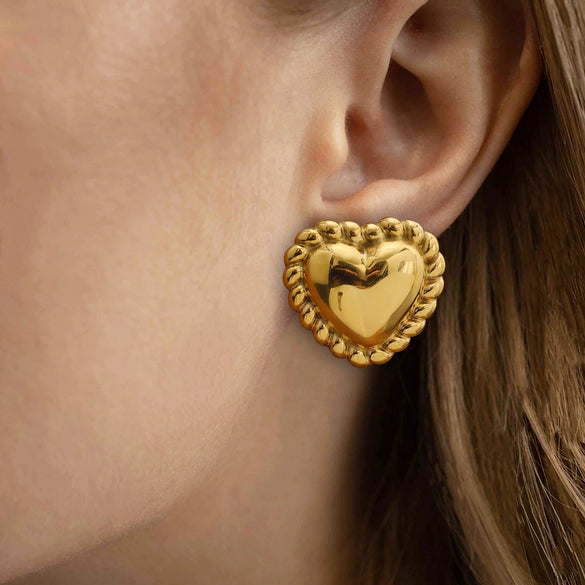 Wholesale 18K Gold Electroplated Stainless Steel Geometric And Heart Shaped Women's Earrings