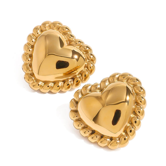 Wholesale 18K Gold Electroplated Stainless Steel Geometric And Heart Shaped Women's Earrings