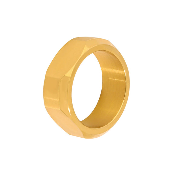 Wholesale 18K Gold Electroplated Stainless Steel Geometric Nutshaped Light Luxury Women's Ring