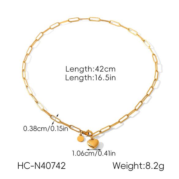 Wholesale 18K Gold Electroplated Stainless Steel Heart Shape Pendant Necklace And Bracelet For Women In Ins Style