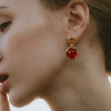 Wholesale 18K Gold Electroplated Stainless Steel Minimalist French Retro Style Natural Stone Inlaid Goldedged Earrings