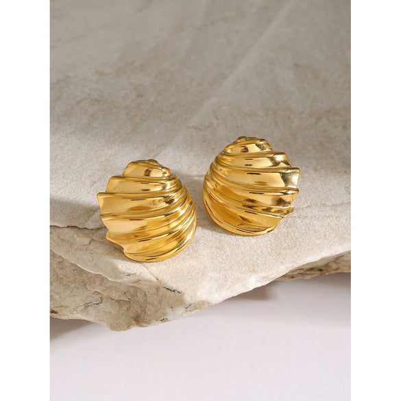 Wholesale 18K Gold Electroplated Stainless Steel Oblique Thread Earrings For Women