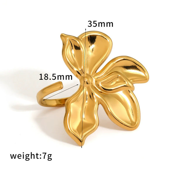 Wholesale 18K Gold Electroplated Stainless Steel Plants And Flowers Jewelry Set For Women Earrings And Rings