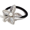 Wholesale 18K Gold Electroplated Stainless Steel Plumeria Imitation Pearl High Elasticity Hair Tie For Women