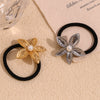 Wholesale 18K Gold Electroplated Stainless Steel Plumeria Imitation Pearl High Elasticity Hair Tie For Women