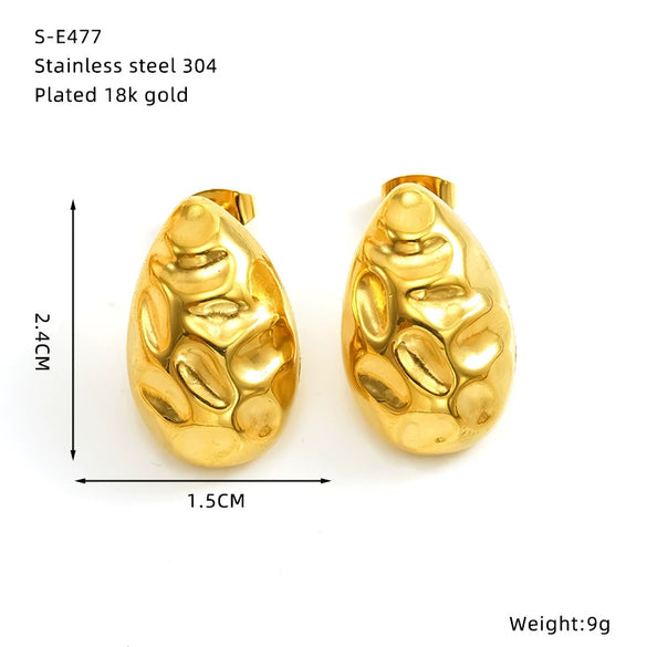 Wholesale 18K Gold Electroplated Titanium Steel Geometric Drop Shape Earrings For Women