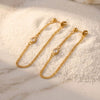 Wholesale 18K Gold Electroplated Water Drop Diamond Chain Earrings Made Of Titanium Steel And Stainless Steel In Niche Style