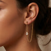 Wholesale 18K Gold Electroplated Water Drop Diamond Chain Earrings Made Of Titanium Steel And Stainless Steel In Niche Style
