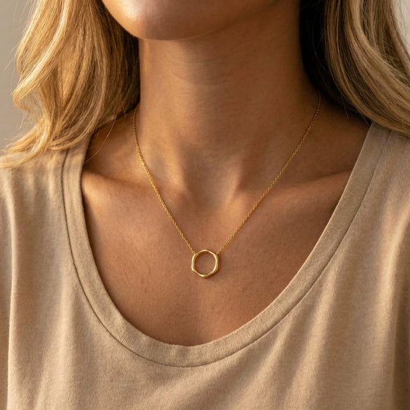 Wholesale 18K Gold Geometric Circle Pendant Electroplated Clavicle Chain For Women And Couples