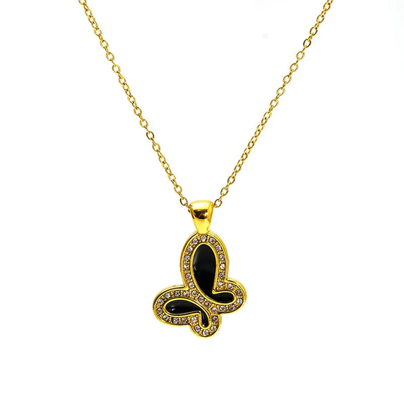 Wholesale 18K Gold Plated Butterfly Heart Micro Inlaid Unisex Necklace With Heart Shape And Animal Zodiac Patterns Cross Chain