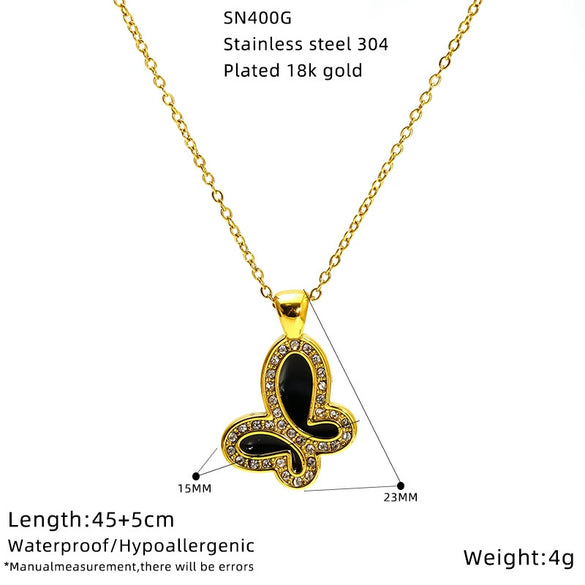 Wholesale 18K Gold Plated Butterfly Heart Micro Inlaid Unisex Necklace With Heart Shape And Animal Zodiac Patterns Cross Chain